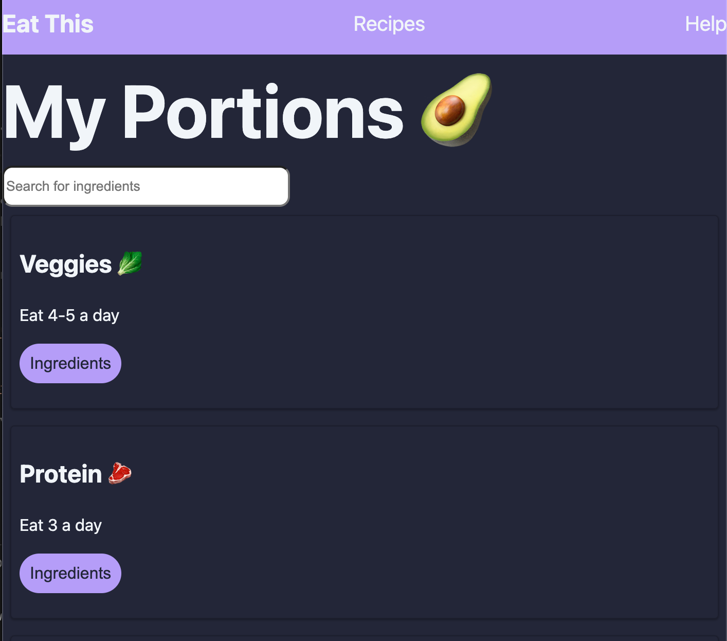 Eat this app screenshot